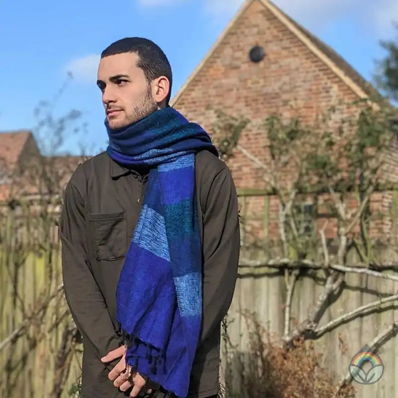 Handloomed Recycled Wool Scarf/Shawl- Striped