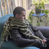 Handloomed Recycled Wool Scarf/Shawl- Striped