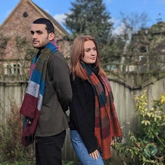 Handloomed Recycled Wool Scarf/Shawl- Striped