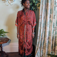 Vintage Silk Kimono - Burnt Umber