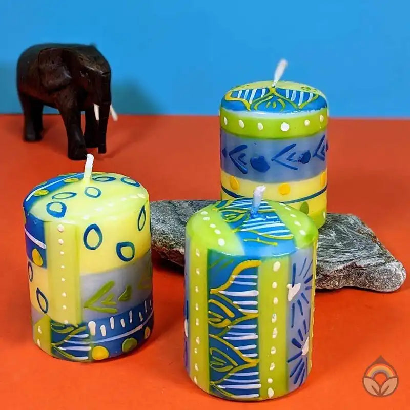 Hand Painted table candles, 3 pack, Ihlobo