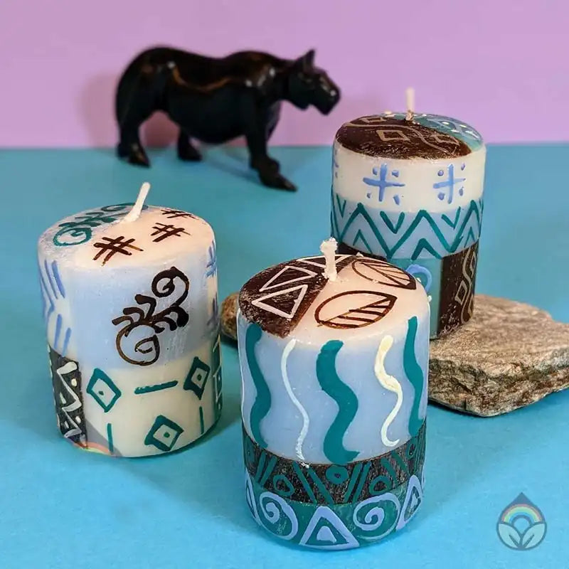 Hand Painted table candles, 3 pack, Maji