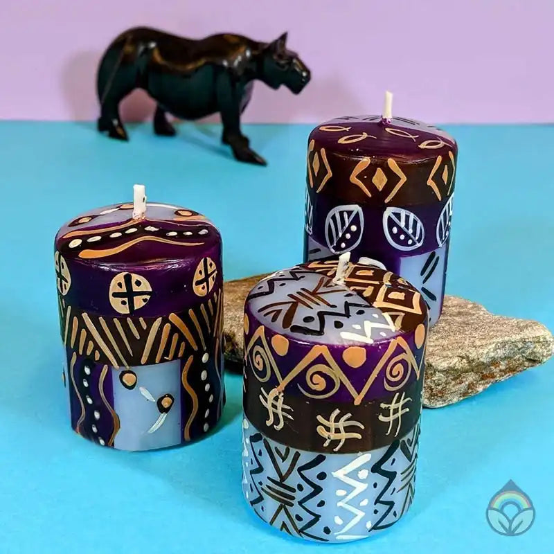Hand Painted table candles, 3 pack, Kabisa