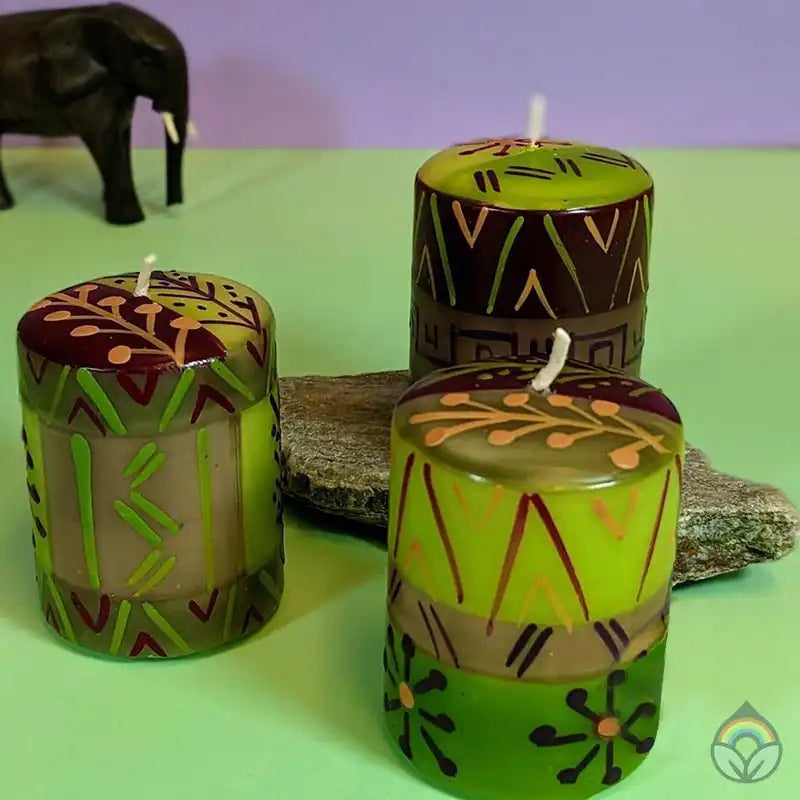 Hand Painted table candles, 3 pack, Kileo