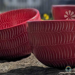 Kenyan Soapstone Bowl - Red Engraved