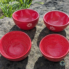 Kenyan Soapstone Bowl - Red Engraved