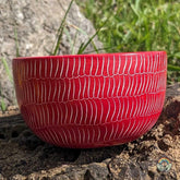 Kenyan Soapstone Bowl - Red Engraved