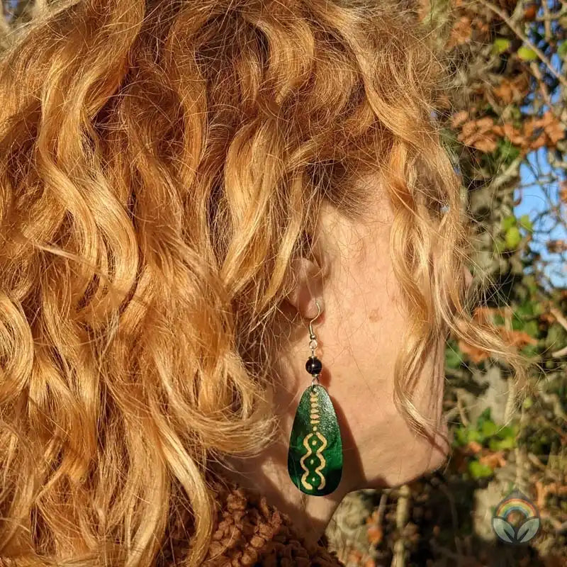 Gourd Earrings-Green Tear Drop
