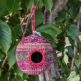 Upcycled Sari Bird House-Oval
