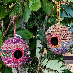Upcycled Sari Bird House-Oval