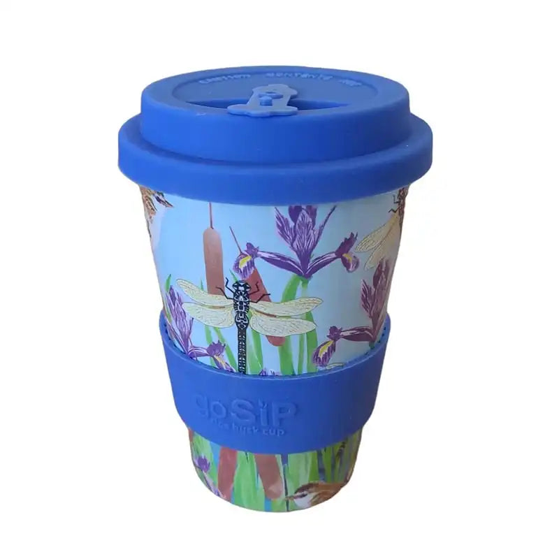 Biodegradable Rice Husk Reusable Travel Cup , Dragonflies