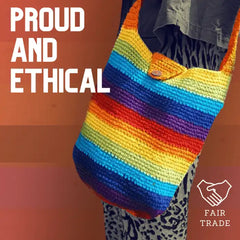 Rainbow Crochet Bag - Large Round