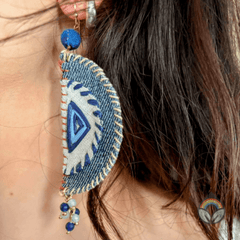 Upcycled Denim Earrings - Half Moon