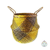 Seagrass Woven Basket - Yellow & Black 35cm