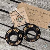 Large Carved Gourd Earrings - Black