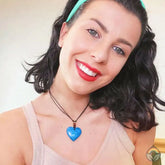 Stone Heart Thong Necklace - Blue