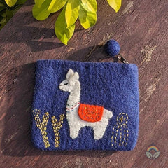 Felt Llama Purse - Navy