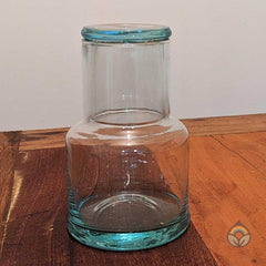 Recycled Glass Carafe With Drinking Glass Lid