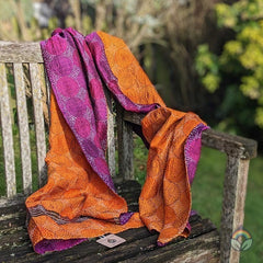 Handstitched Vintage Silk Sari Scarves - Circle Pattern