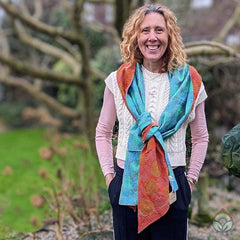 Handstitched Vintage Silk Sari Scarves - Circle Pattern