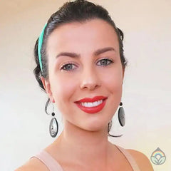 Gourd Earrings-Carved Black Disk with Brass Centre