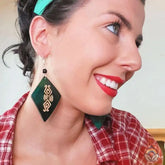 Gourd Earrings - Green Diamond