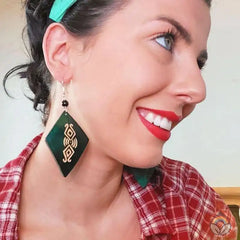 Gourd Earrings - Green Diamond