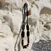 Flat Bead and Assorted Woods Necklace