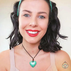 Stone Heart Thong Necklace - Green