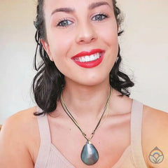 Green Teardrop Shell on Cord Necklace