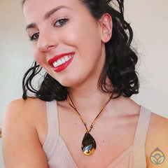 Yellow Teardrop Shell on Cord Necklace