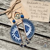 Upcycled Denim Earrings - Half Moon