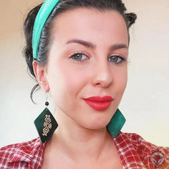 Gourd Earrings - Green Diamond