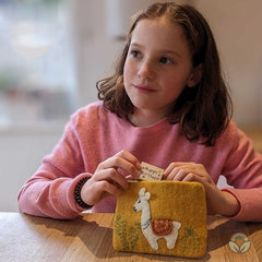 Felt Llama Purse - Yellow
