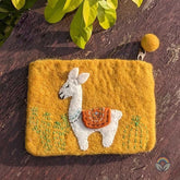Felt Llama Purse - Yellow