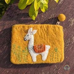 Felt Llama Purse - Yellow