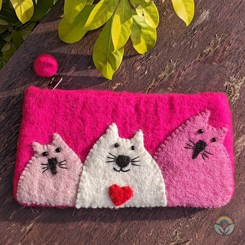 Felt Cat Purse - Pink