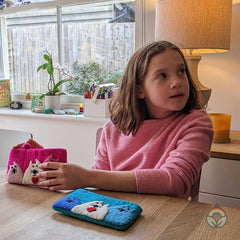 Felt Cat Purse - Pink