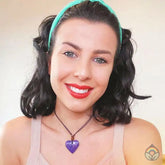 Stone Heart on Cord Necklace - Purple