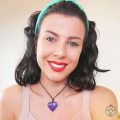 Stone Heart Thong Necklace - Purple