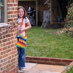 Crochet Shoulder Bag - Rainbow & Orange