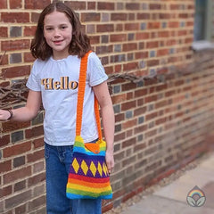 Crochet Shoulder Bag - Rainbow & Orange