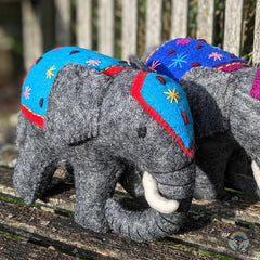 Big Felt Elephant - Turquoise & Red