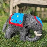 Big Felt Elephant - Turquoise & Red