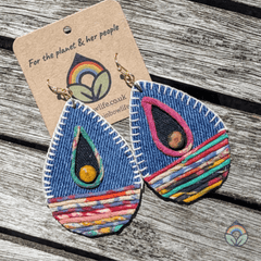 Upcycled Denim Earrings - Teardrop