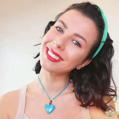 Stone Heart on Cord Necklace - Turquoise