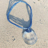 Moon Shell with Blue Cord Necklace
