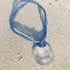 Moon Shell with Blue Cord Necklace