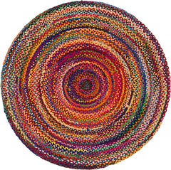 Round Jute and Upcycled Cotton Rug -150 cm