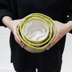 Natural Jute Basket Set - Lime Green